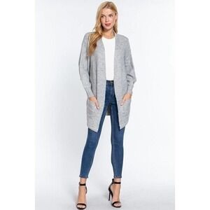 Open Front Long Sleeve Knit Cardigan Sweater Pockets Size Small‎